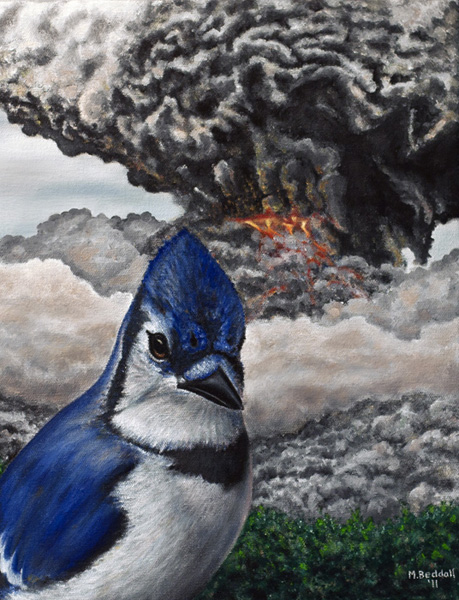 blue jay volcano painting