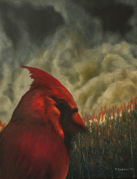 cardinal forest fire painting
