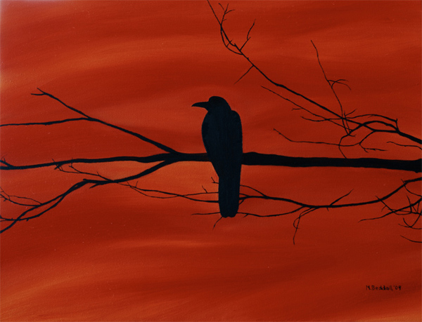 crow raven silhouette painting