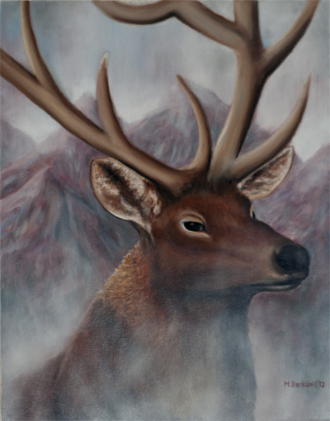 deer in the mist painting