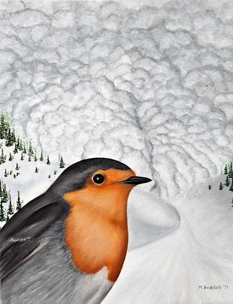 european robin avalanche painting