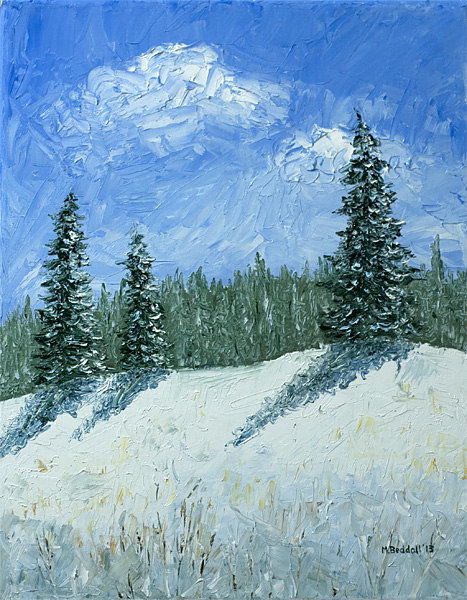 forest winter palette knife painting