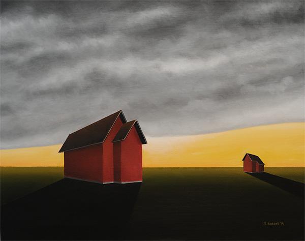 painting houses dark empty landscape shadow contrast