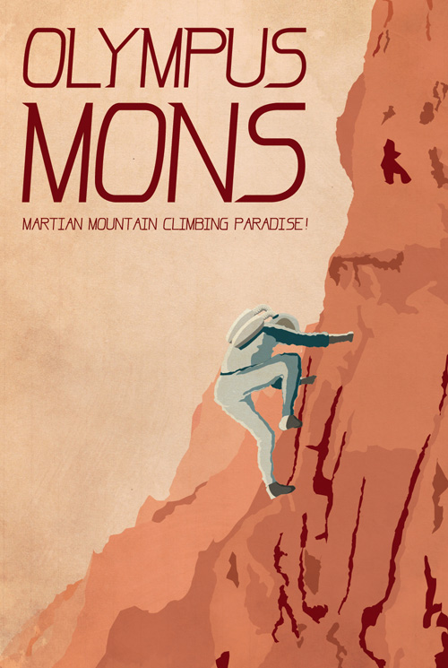 olympus mons poster vintage futuristic retro mars