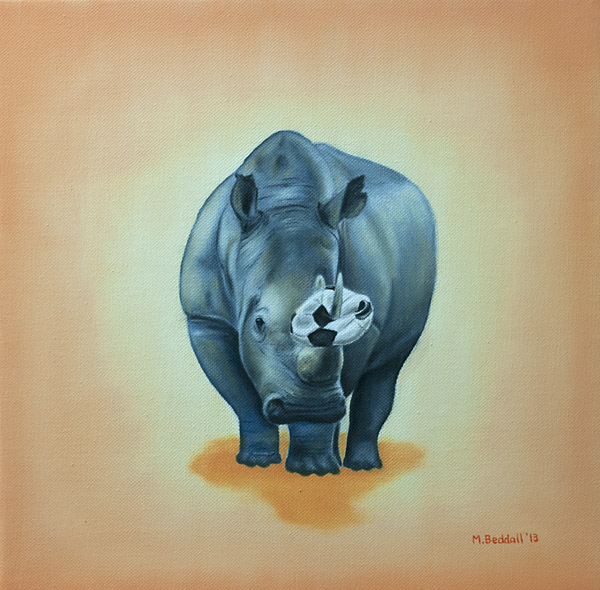 rhino horn soccer ball rhinoceros sports team picked last painting