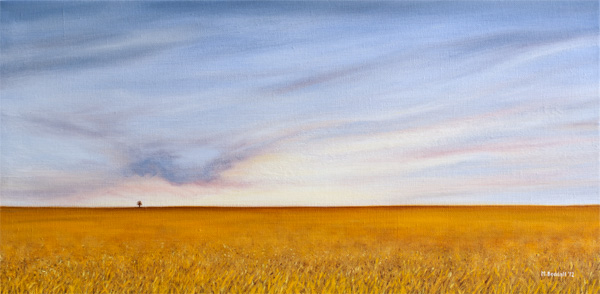 wheat field tree gold minimalism sky